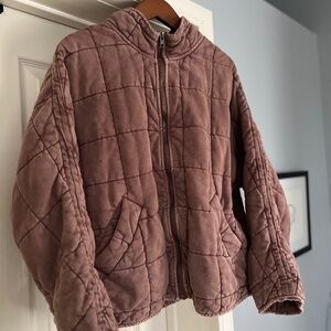 Free People Dolman Quilted Knit Jacket (Cherry Cola)